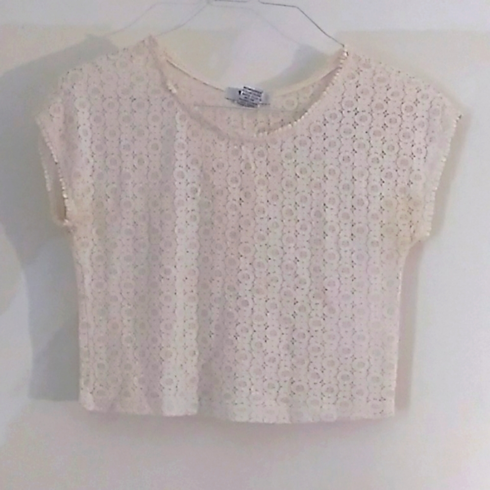 White top with see through flowers
